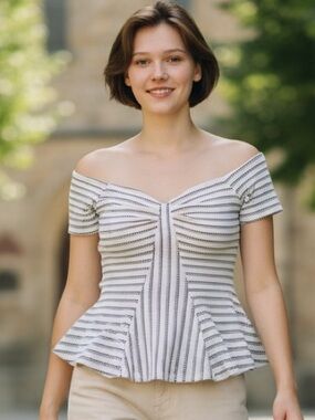 Event Collection Off-Shoulder Striped Peplum Top Fairy Festival SZ L EUC